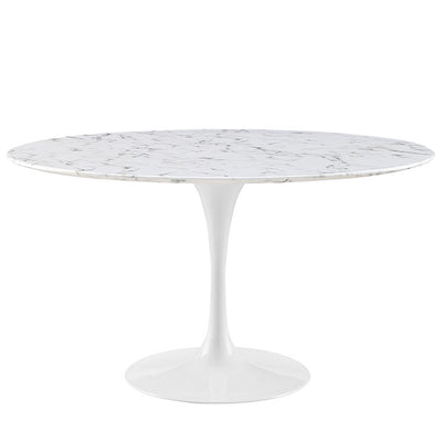 "Braun 54" Round Faux Marble Top Dining Table
