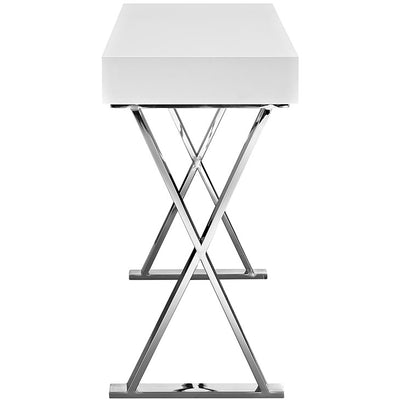 Wiz Side Table in Chrome and White