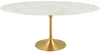 "Braun 78" Oval Faux Marble Top Dining Table with gold base