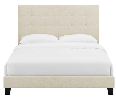 King Tufted Button Upholstered Fabric Platform Bed