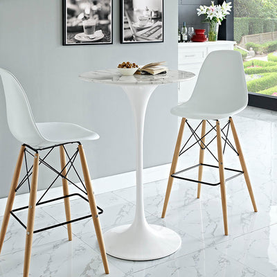 "Braun 28" Round Marble Inspired Top Bar Table