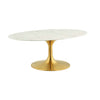 Hilton Coffee Table special addition with a brassy gold base with an inspired Marble oval top