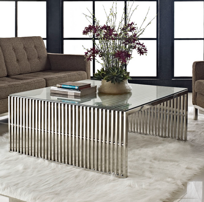 Silver Grid Coffee Table in Silver
