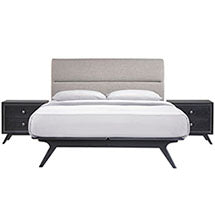 The 3 Piece  Cozy Queen Bedroom set - Includes Bed Frame, Headboard and 2 Side tables.