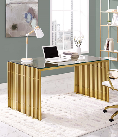 Grid dinning/ office 59" wide desk in Gold