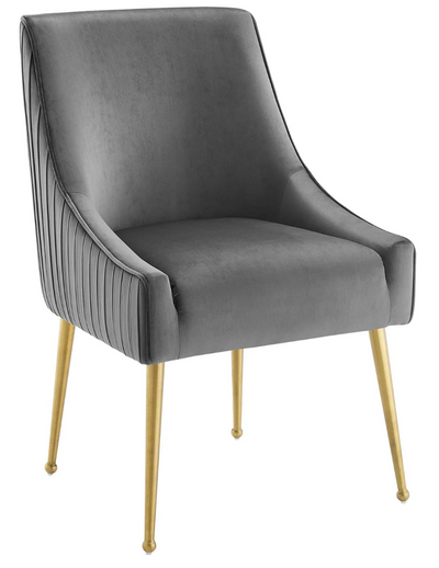 "Tuxedo" Dining chairs with gold legs in steel grey