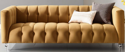 Tiffany Channel Tufted Button Performance Velvet Sofa