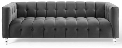 Tiffany Channel Tufted Button Performance Velvet Sofa
