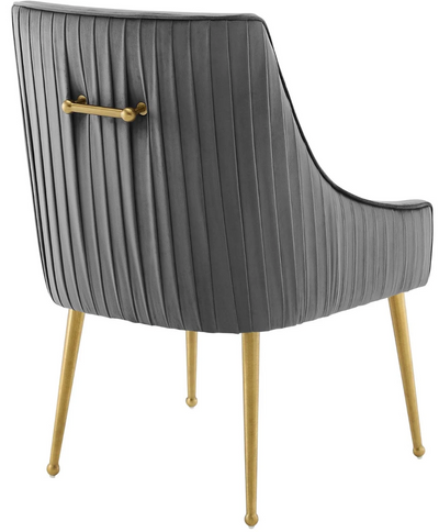 "Tuxedo" Dining chairs with gold legs in steel grey